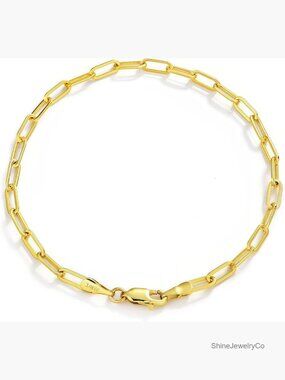 14K Gold Filled Paperclip Chain Bracelet, 3-5mm Width, 6.5-8 inch